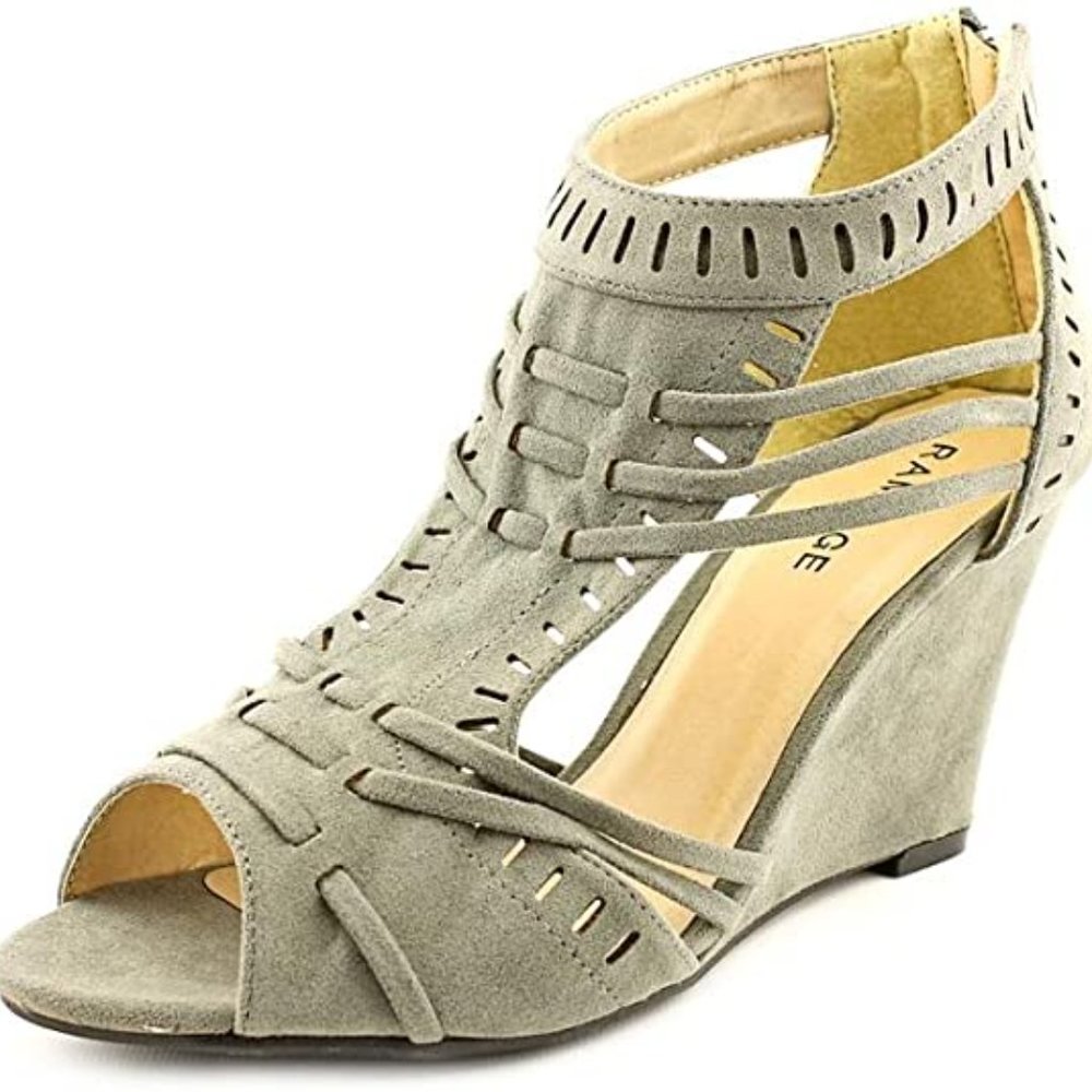 Rampage Vegan High-heeled Grey Wedge Sandals NIB - Women's Size 9M